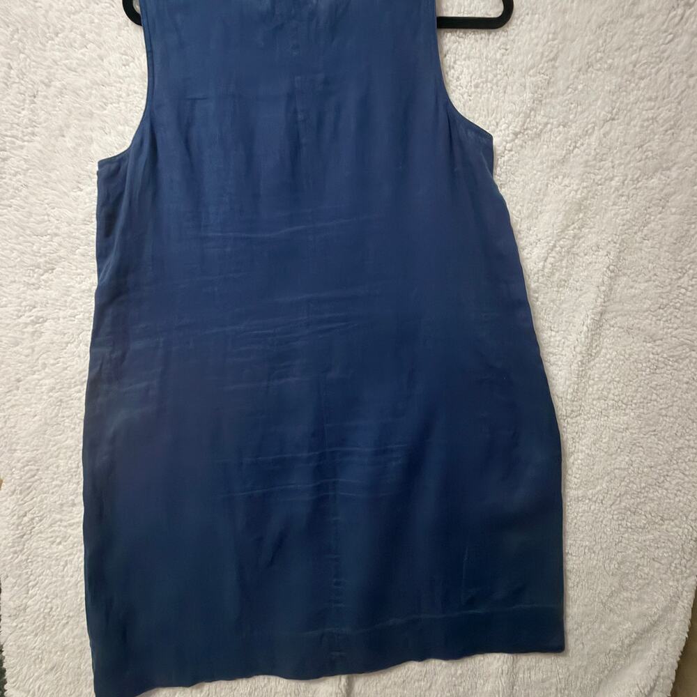J Jill Love Linen Dress Size M Blue Sleeveless 100% Linen Midi Dress Pockets